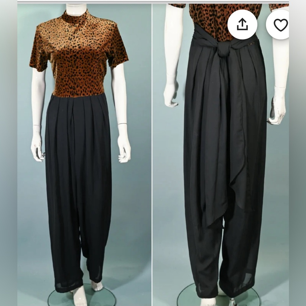 Caren Desiree Company Size 24 Velvet Bodice Pleat Tie Waist Jumpsuit